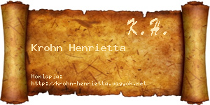 Krohn Henrietta névjegykártya